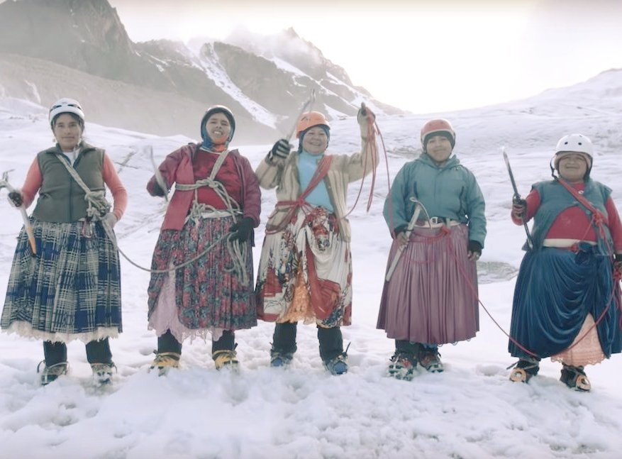 2019, group of Bolivian indigenous women, the “Climbing Cholitas” summitted Mount Aconcagua, Argentina, the highest point in the Southern Hemisphere. The women had previously worked for years as cooks for mostly rich male mountaineers. They climbed in traditional dress #WomensArt