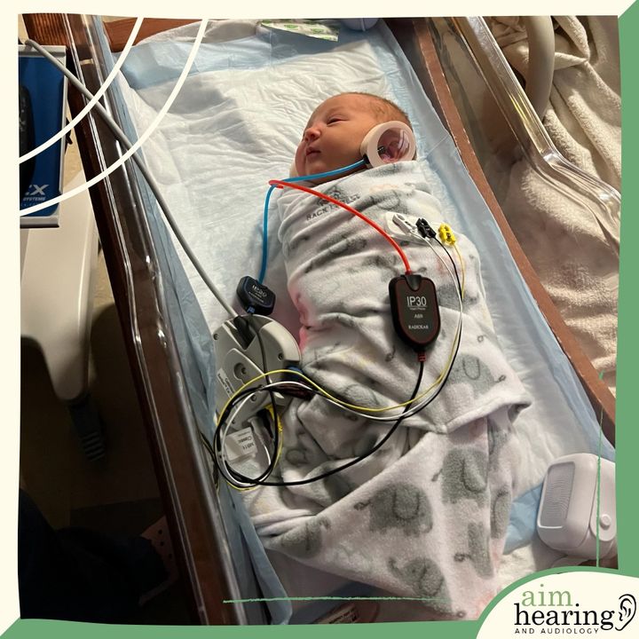 AimHearing's tweet photo. Hey everyone. 👋
I have some delightful and relevant news to share.

Chelsea's baby, Marley Dawn, passed her newborn hearing screen. Even though it's a lot of wires, I promise it's nothing scary. 😱

I hope you're having a wonderful day. 😀 https://t.co/ioscTJTHcf