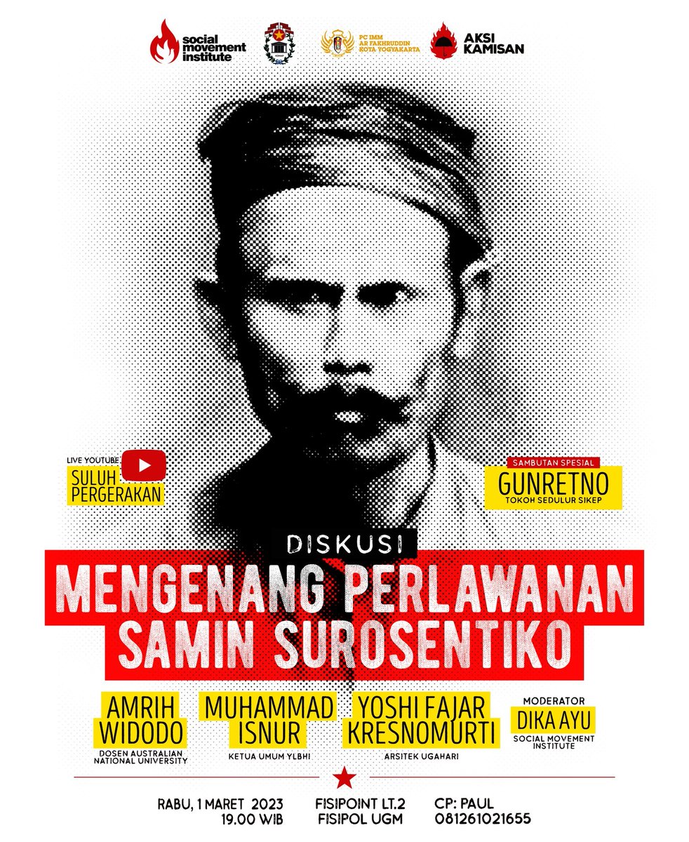 Dulu SAMIN SUROSENTIKO, mengobarkan perlawanan bersama rakyat di Pegunungan Kendeng - Jateng, untuk menolak membayar pajak. Alasannya: pajak yg mereka bayarkan hanya dinikmati pemerintah kolonial, dan cenderung memberatkan rakyat kecil.

Samin akhirnya ditangkap, dan diasingkan.