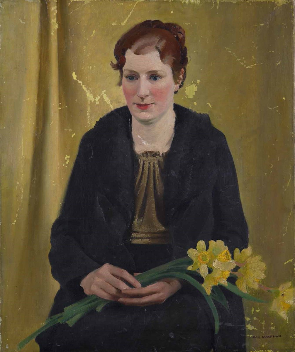 Happy #StDavidsDay  Another great oil painting "Girl with Daffodils" by local artist Percy Shakespeare.  Dudley Museum is planning a new exhibition of Percy Shakespeare's work in May to commemorate 80 years since his death.