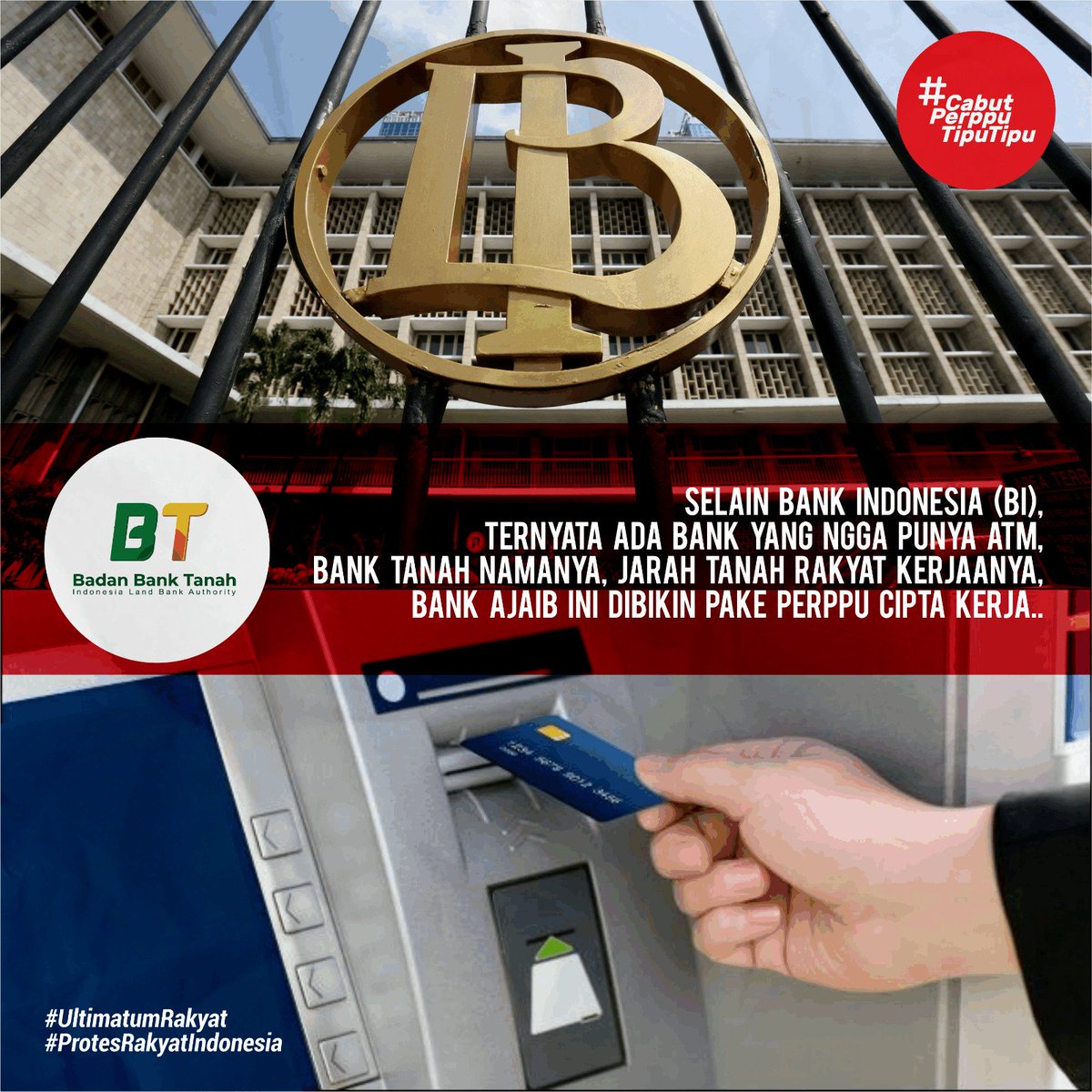 surtydhiza's tweet photo. Hayoooo....Bank...Bank apa yang kagak ada ATMnya (selain Bank Indonesia)

#CabutPerppuTipuTipu 
#UltimatumRakyat 
#ProtesRakyatIndonesia https://t.co/QoG4OAUqfd