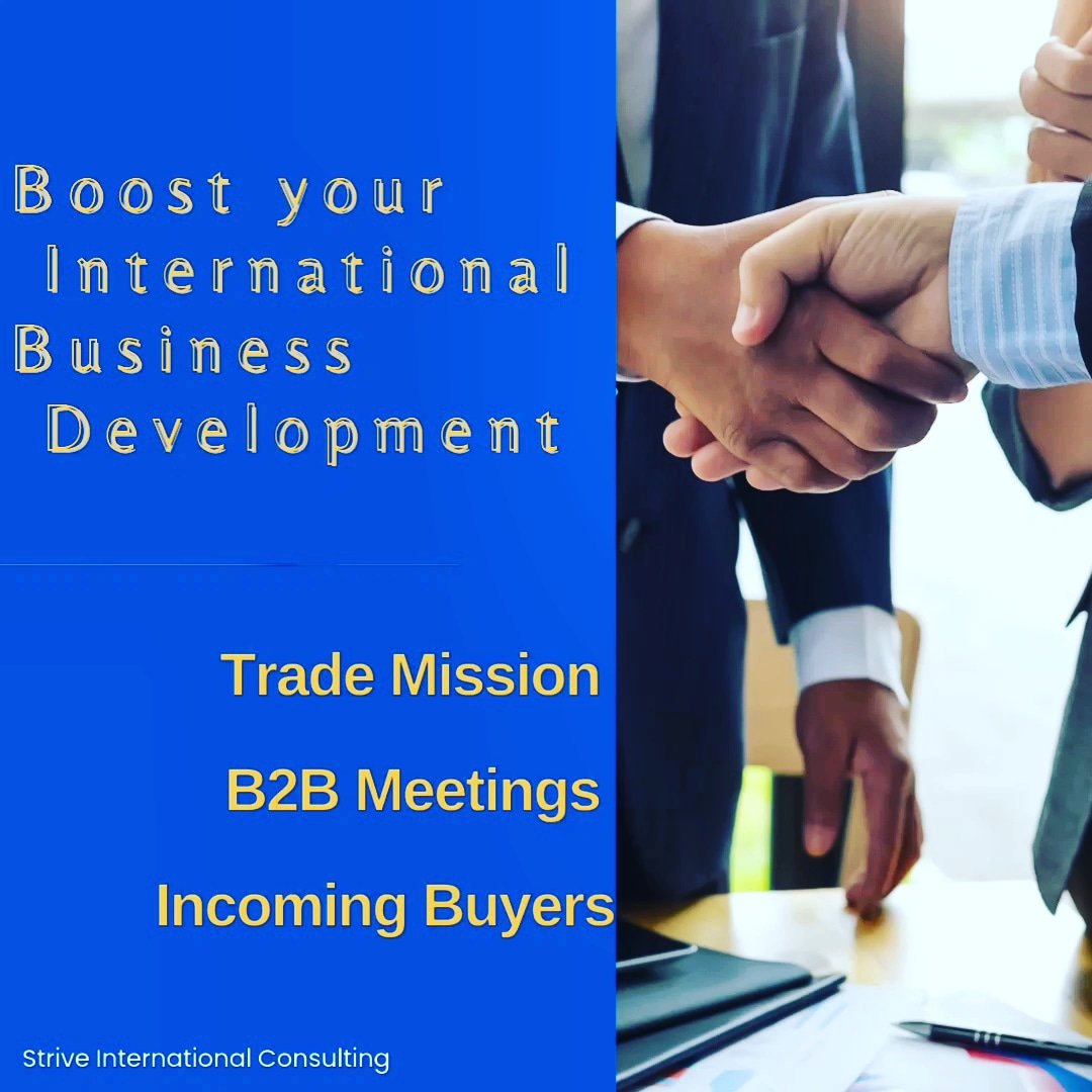 StriveMktg's tweet photo. Boost your International business development with:
•Trade Missions
• B2B Meetings 
• Incoming Buyers 
#export #internationaltrade #b2b #importers #buyers #trademissions https://t.co/VfjEYD1VaI