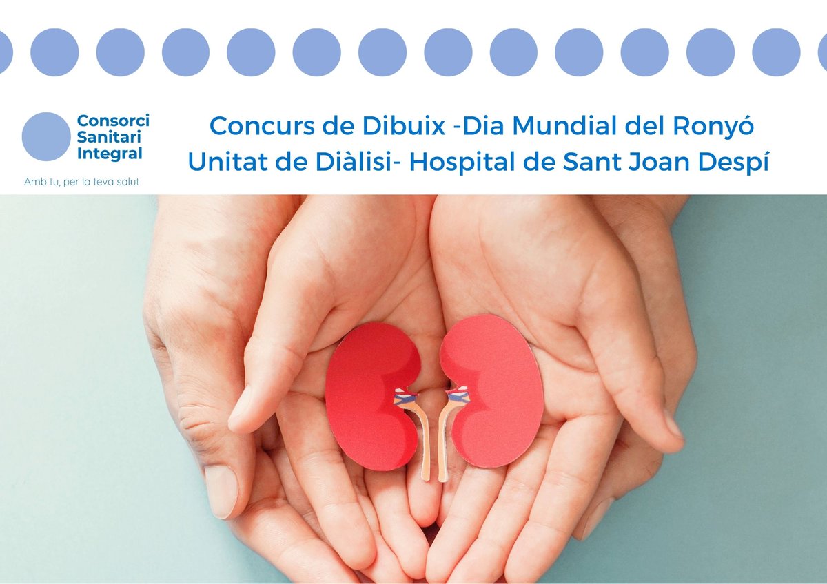 Consorci Sanitari Integral (@consorcicsi) on Twitter photo 🖌️ Participa al #Concurs de #Dibuix per commemorar el #DiaMundialdelRonyó organitzat per la #UnitatdeDiàlisi de #HospitaldeSantJoanDespí
Bases: csi.cat/noticia/partic…
cc @aderasociacion <a href="/FNALCER/">Fed. Nac. ALCER oficial</a> <a href="/nefrocat/">Societat Catalana de Nefrologia</a> <a href="/mibernonv/">Meritxell Ibernon</a> 🖌️ Participa al #Concurs de #Dibuix per commemorar el #DiaMundialdelRonyó organitzat per la #UnitatdeDiàlisi de #HospitaldeSantJoanDespí
Bases: csi.cat/noticia/partic…
cc @aderasociacion <a href="/FNALCER/">Fed. Nac. ALCER oficial</a> <a href="/nefrocat/">Societat Catalana de Nefrologia</a> <a href="/mibernonv/">Meritxell Ibernon</a>