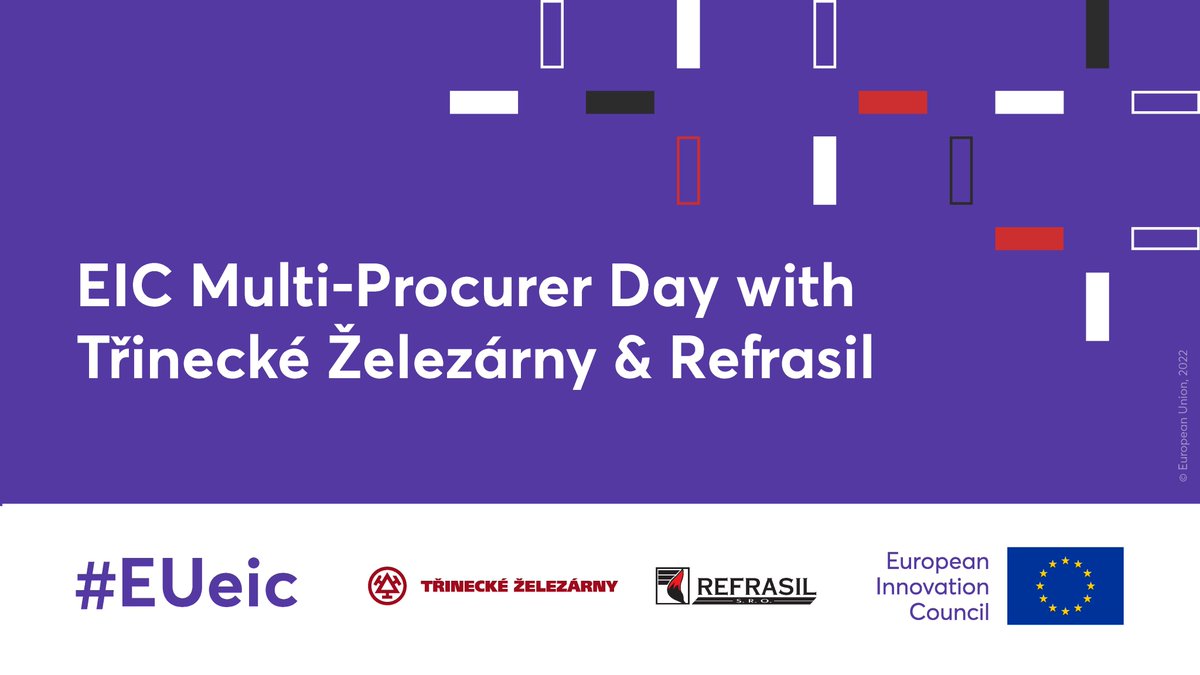 Today marks the first #EUeic BAS event with Czech 🇨🇿 corporates: the EIC Multi-Procurer Day with Třinecké Železárny &amp; Refrasil!

1️⃣0️⃣ #SMEs presented their #innovations on these topics:

📲 Digitalisation
♻️ #CircularEconomy
☁️ Decarburisation
⚡ Energy saving

More to come!