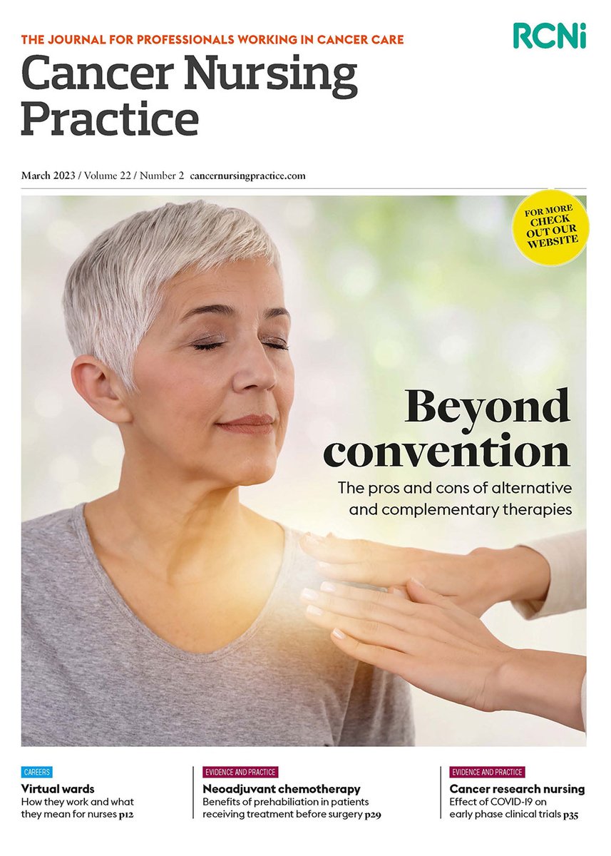 The latest issue of Cancer Nursing Practice is out now. Topics ranging from alternative and complementary therapies to virtual wards and cancer research nursing. #oncology #cancernursing #CancerResearch journals.rcni.com/toc/cnp/22/2