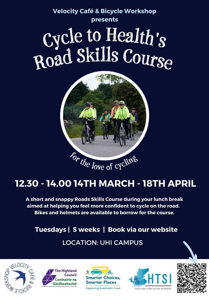 Inverness Campus (@invernesscampus) on Twitter photo Are you interested in cycling? If so we have a great opportunity to refresh your road cycling skills with <a href="/velocitylove/">Velocity Cafe & Bicycle Workshop</a> enabling you to commute with confidence or cycle for leisure. It's also free. Further info:👇
velocitylove.co.uk/projects/c2h
<a href="/UHI_Inverness/">UHI Inverness</a> <a href="/NHSH_NTC/">National Treatment Centre Highland</a> <a href="/TeamHISA/">Your Students' Association</a> Are you interested in cycling? If so we have a great opportunity to refresh your road cycling skills with <a href="/velocitylove/">Velocity Cafe & Bicycle Workshop</a> enabling you to commute with confidence or cycle for leisure. It's also free. Further info:👇
velocitylove.co.uk/projects/c2h
<a href="/UHI_Inverness/">UHI Inverness</a> <a href="/NHSH_NTC/">National Treatment Centre Highland</a> <a href="/TeamHISA/">Your Students' Association</a>