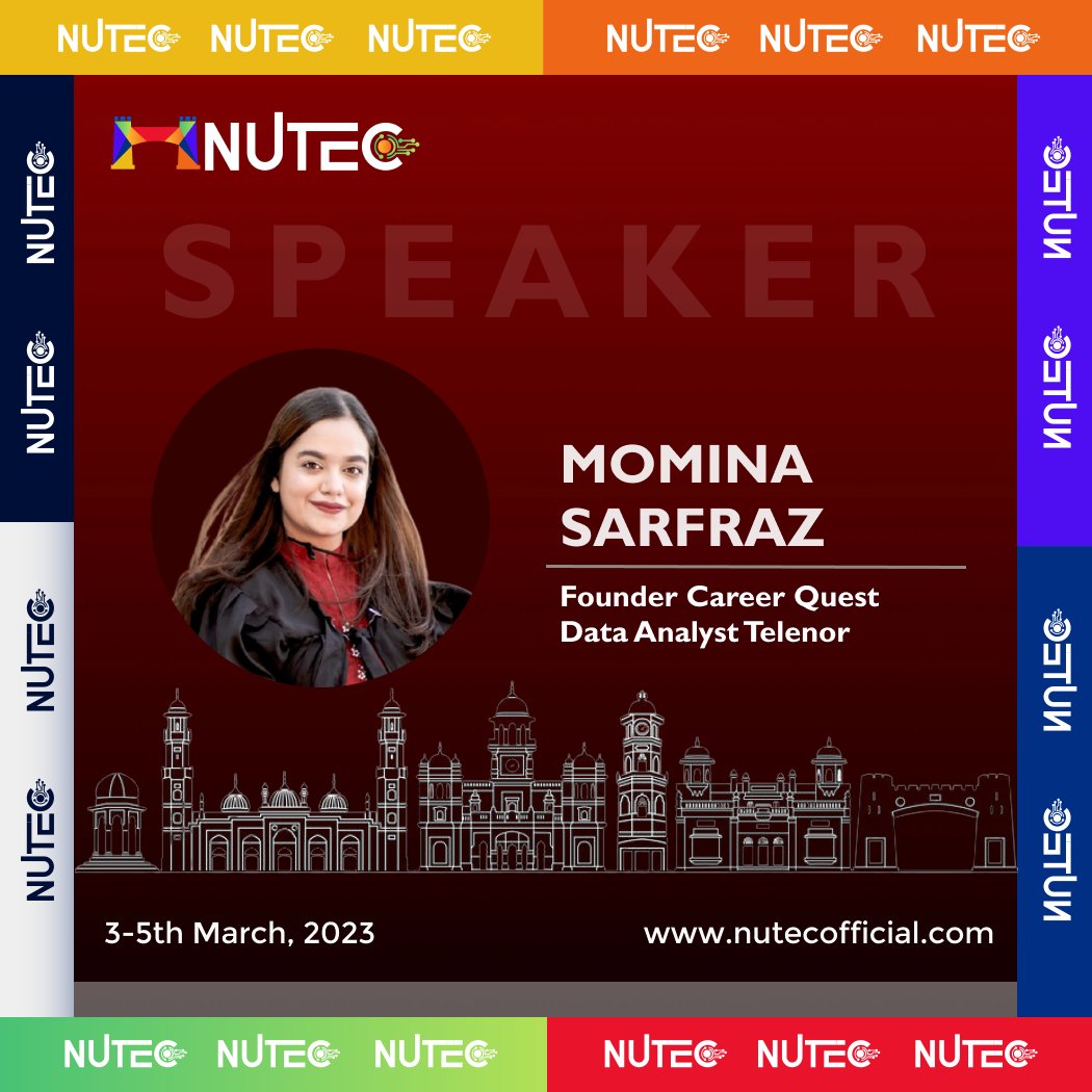 nutec_pwr's tweet photo. Join Momna Sarfraz, Telenor Business Analyst and Career Quest Founder, to unlock career success secrets in an engaging talk that inspires and equips you to achieve your dreams!
👉Register-> https://t.co/89PPw1ofUd
🗓 3rd-5th March,2023
#NUTEC23 #KPKOlympiad #FASTPeshawar #nuces https://t.co/PztiqMOV3l
