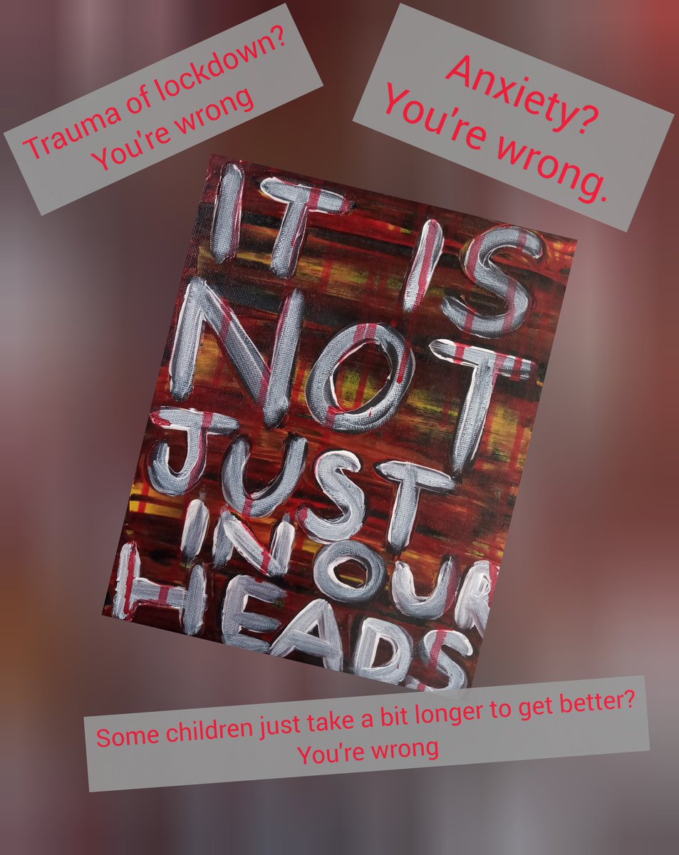 baldypidge's tweet photo. @1goodtern Another of R's pieces. It was her response to @LongCovidKids being gaslit by @10DowningStreet and told about the wonderful mental health supports that are available to 'treat' their currently untreatable #clots #vasculitis #multipleorgandamage #POTS etc.
It's the world, not you. https://t.co/sLyykdVxvM