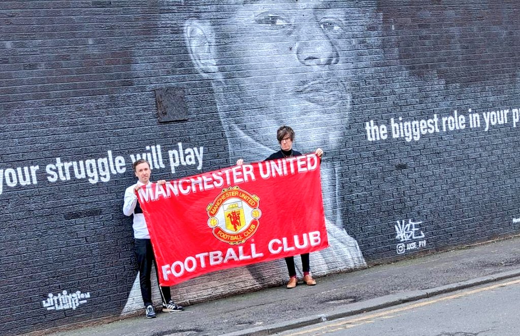NeilMeehan_'s tweet photo. Photo taken before Wembley + block 109 during game (plus Barcelona A). This flag was lost during #CarabaoCupFinal trophy presentation. Pls get in touch if you've seen it. Cheers. #MUFC https://t.co/GCX6q39BYE