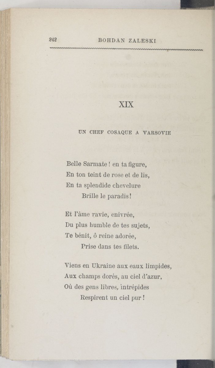 DylSebEva's tweet photo. Trans. into French in the 19th c., when Poland was under the yoke of Russian imperialism, Polish-speaking, Ukrainian-born poet #BohdanZaleski wrote: ‘Viens en #Ukraine aux eaux limpides | Aux champs dorés, au ciel d’azur | Où des gens libres, intrépides | Respirent un ciel pur!’. https://t.co/ycDh9kpufs