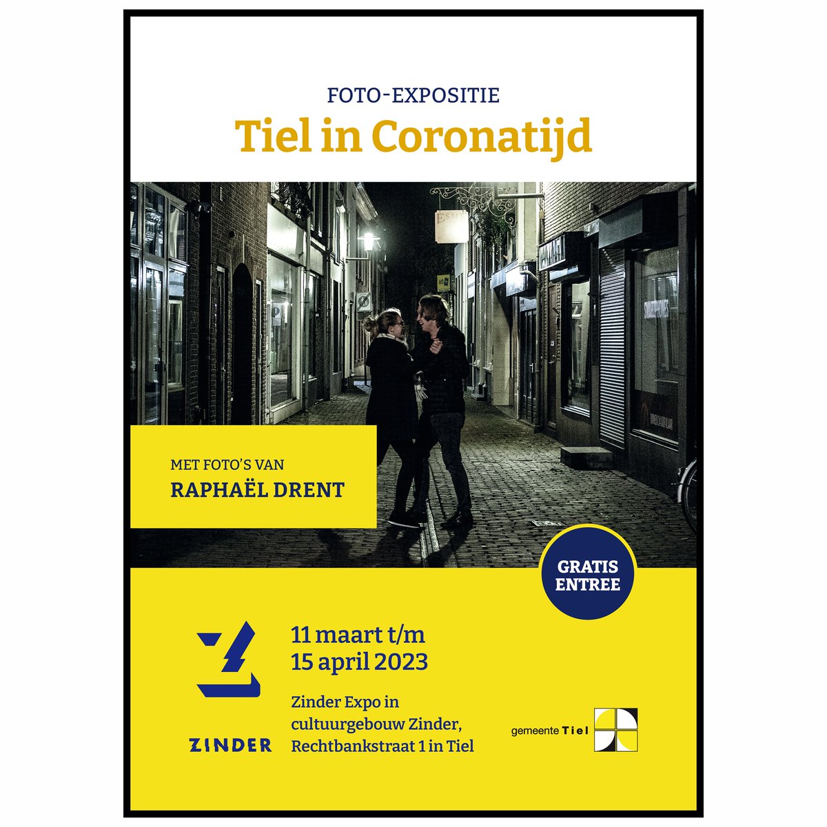 Aankondiging van foto expositie én boekpresentatie 'Tiel in Coronatijd'. De expo is te zien vanaf 11 maart t/m 15 april in Zinder te Tiel. Het boek met 130 foto's is vanaf 11 mrt verkrijgbaar bij zowel Zinder als boekhandel Arentsen. Dit bericht delen wordt op prijs gesteld;)
