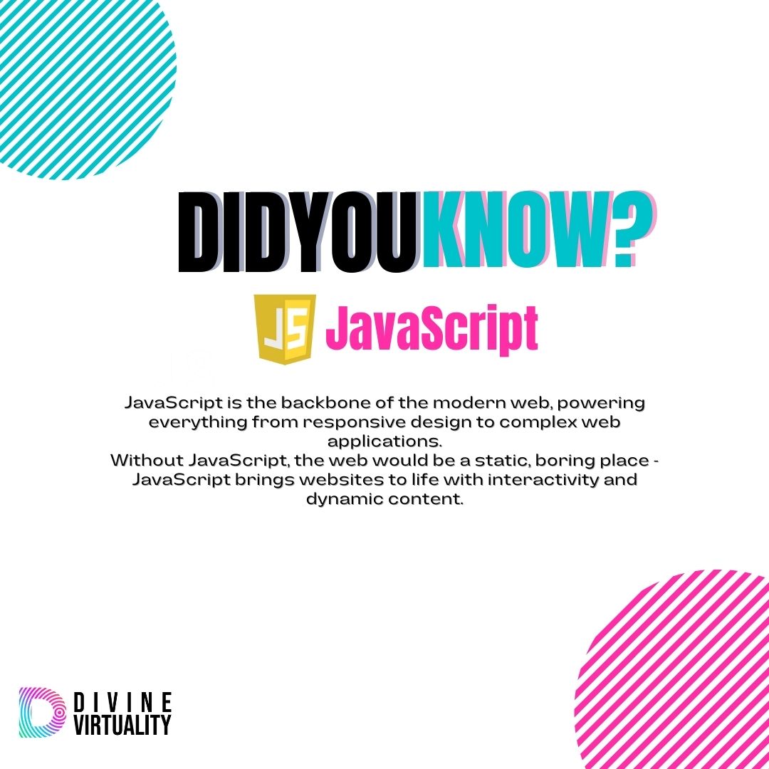 DivVirtuality's tweet image. Say goodbye to boring static websites and hello to the exciting world of JavaScript.
#JavaScript #JS #Code #WebDevelopment #Programming