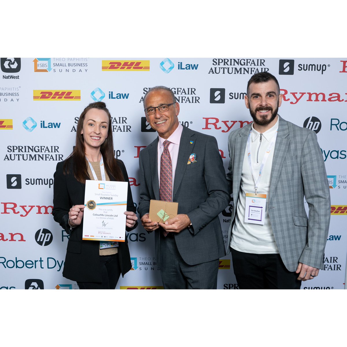 ColourmeLincoln's tweet photo. Our official Winners photo with @TheoPaphitis @TheSBS_Crew ✨ #colourmelincoln https://t.co/tCgzpBqFI9