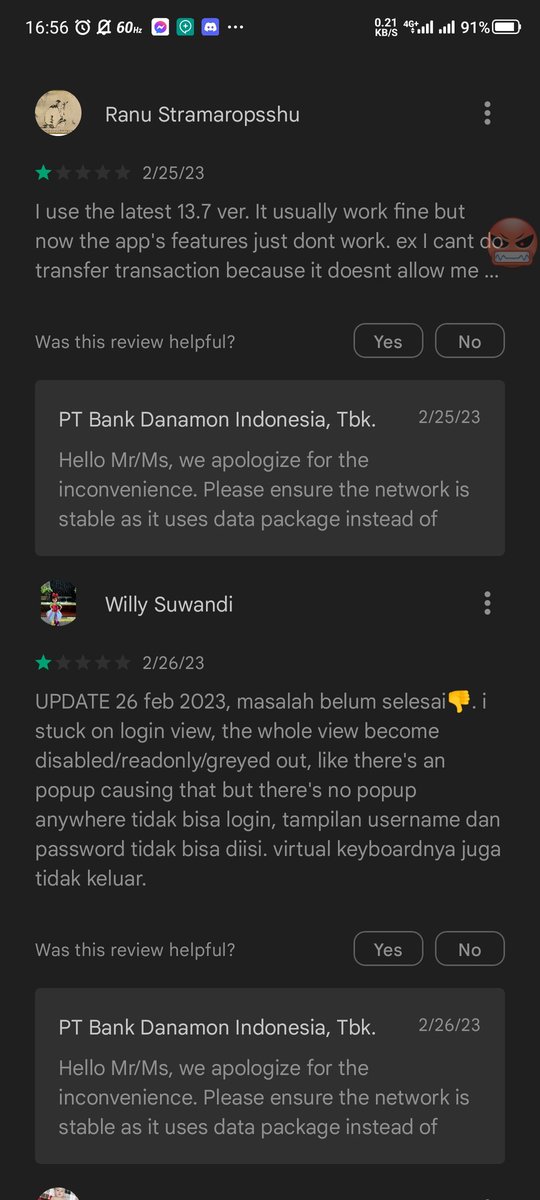 feciku's tweet photo. @HelloDanamon mohon perbaiki kecacatan aplikasi D-Bank Pro. Saya tidak bisa login, melakukan transaksi, semuanya karena layar greyed-out tidak bisa diklik. Rating di PlayStore juga mengatakan hal yang sama. Jangan buang2 waktu saya ya. https://t.co/HZBPRt3cVI