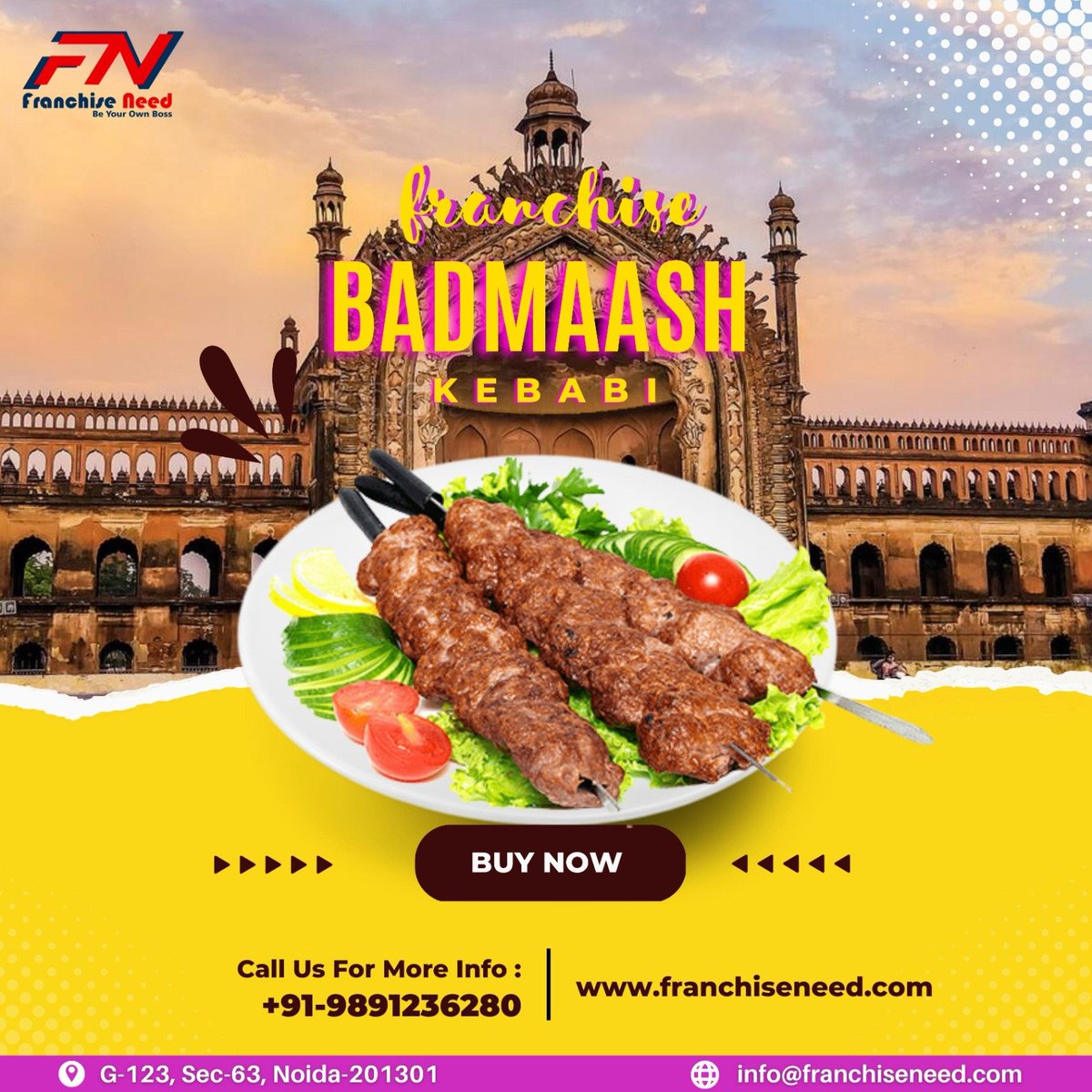 Franchise_Need's tweet photo. BEST KEBABI FRANCHISE
BADMAASH KEBABI
.
.
📞Contact us : +91 9891236280
📍Visit Us : Plot no.-123, G Block, Sector63,
Or explore here:
https://t.co/Pqh63vFp4u
.
.
#franchiseneed #foodfranchise #foodfranchiseindia #foodfranchiseopportunities #foodbusinessstartup  #badmashkebabi https://t.co/fgDOxx4HxA