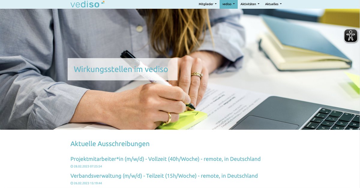 Vediso_eV's tweet photo. Ihr sucht einen Job mit Sinn? Wir haben aktuell zwei spannende Stellen zu besetzen – als Projektmitarbeiter*in und im Bereich Verbandsverwaltung. Join our team! https://t.co/0rDu4sUH7O
#JobMitSinn #Stellenangebot #WirSuchenDich https://t.co/tS2EO717ei