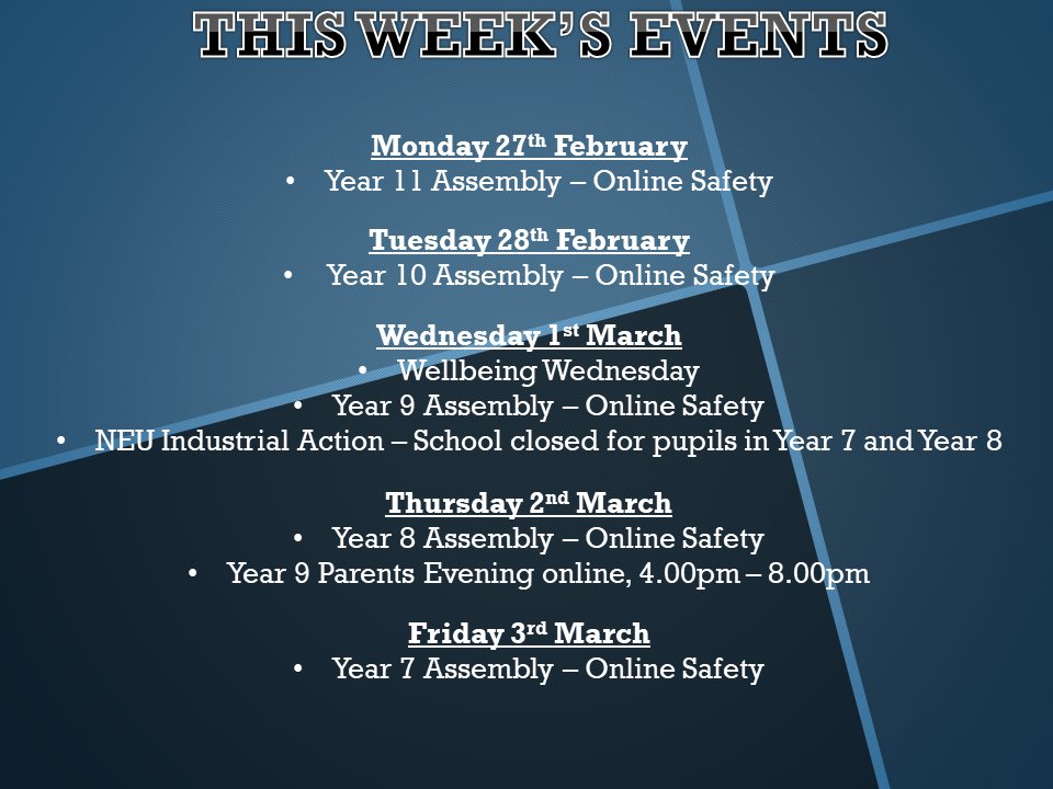 This week's events: