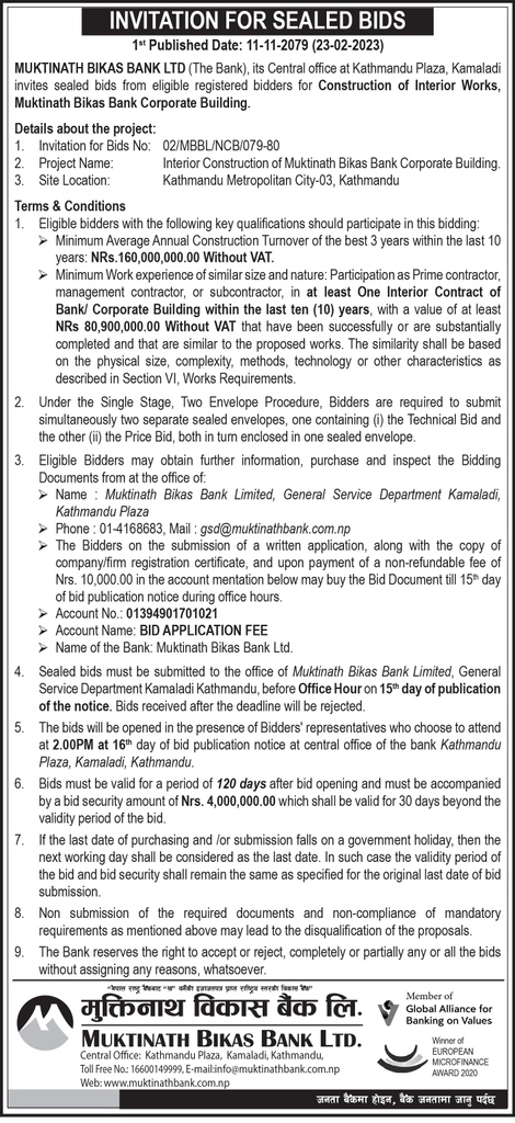 muktinathbank's tweet photo. Invitation for Sealed Bids

For more details visit the website or contact General Service Department!

#MuktinathBikasBank #MNBBL #Invitation #Sealedbids #generalservice #website https://t.co/HF7NtlTsuc