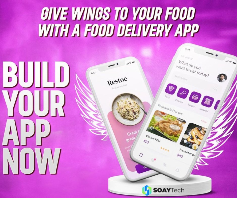 SoayTech's tweet photo. Are you a #startup or an #entrepreneur and looking to create a #fooddelivery ecosystem for #consumers? The best way is to identify your target market and let SoayTech build you a #fooddeliveryapp on the go.

𝐅𝐨𝐫 𝐒𝐦𝐚𝐫𝐭 𝐑𝐞𝐚𝐜𝐡: info@soaytech.com https://t.co/XOVJW7PzjU