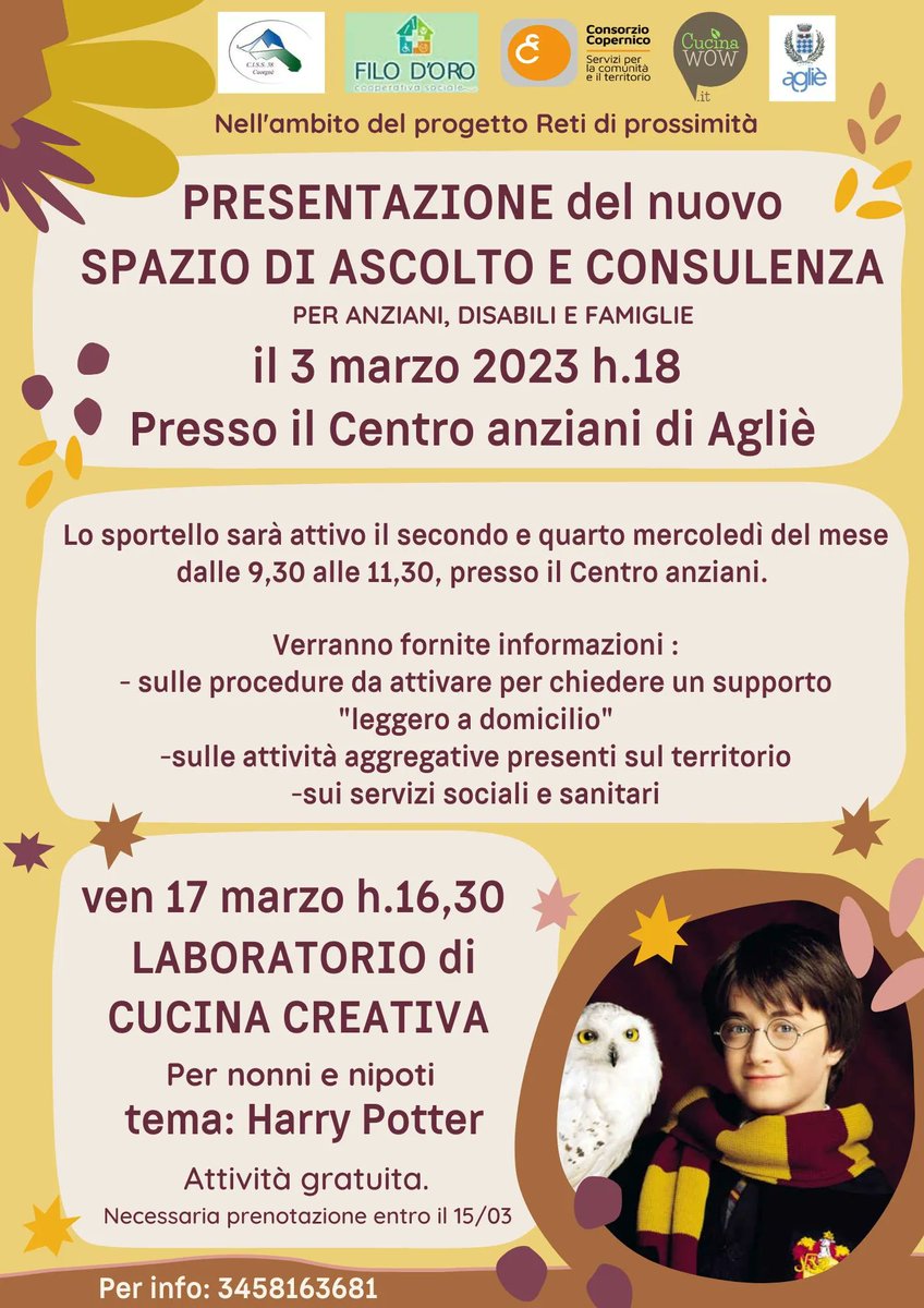 🌼  PRESENTAZIONE SPAZIO DI ASCOLTO E CONSULENZA - 3 MAR h.18 👨‍👩‍👦 

Prenve il via una grande iniziativa, uno sportello di ascolto per anziani, disabili e famiglie in #AGliè presso il Centro Anziani in Viale Rimembranza 8.

#Salute #Ascolto #Famiglia