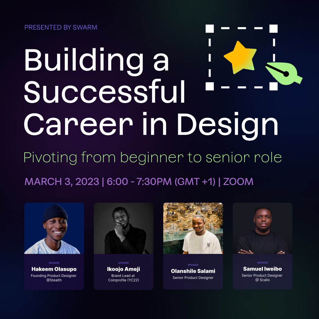 notssshile's tweet photo. Hey Guys, myself and some friends will be speaking this event hosted by @SwarmWork 

Building A Successful Career In Design: Pivoting from Beginner to Senior Role! ✨

Share to your friends 🫶🏼🫶🏼

Register here: https://t.co/mf1MICRix7 https://t.co/UUFx9BNxG4