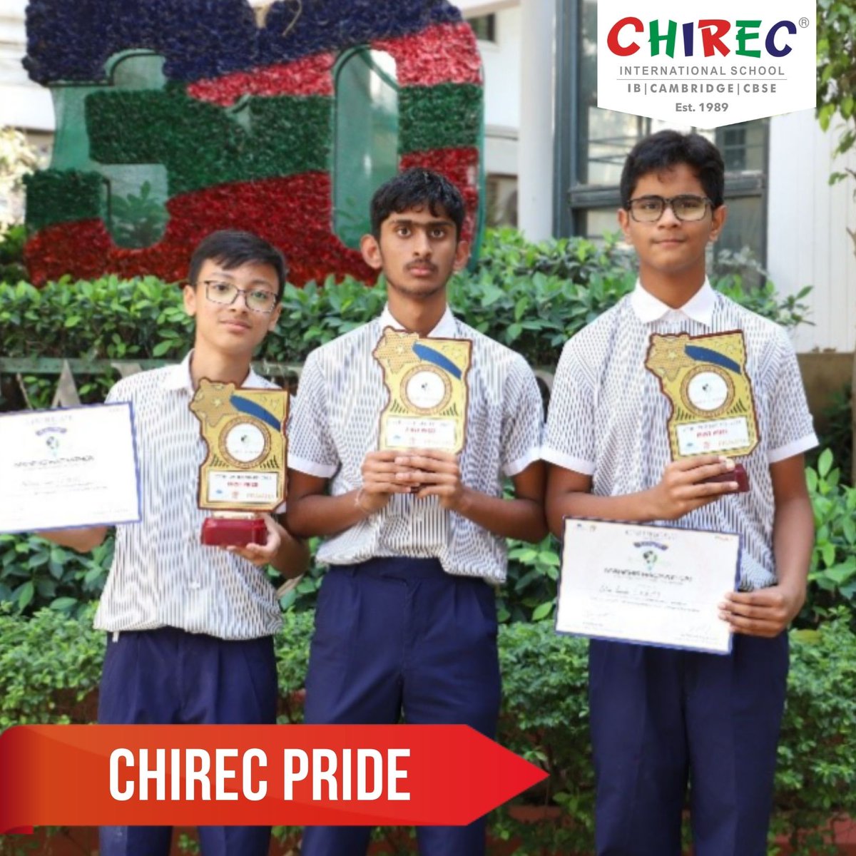 We’re proud of Mehaan, Sahas, and Anirudh of Grade 8 for winning the Makers Hackathon in 10-13 years category organized by Pravaha foundation & IIIT Hyderabad! Their innovative PUD (Pipe Unclogging Device) wowed the judges & earned them a cash prize worth ₹ 30,000. #CHIRECPride