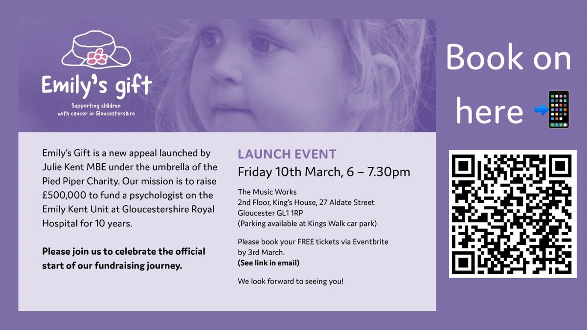 EmilysGift's tweet photo. If you would like to join us at the launch - the details are here 
@PunchlineGlos @TheMusicWorksGL @drparf @BBCGlos #emilysgift https://t.co/dZUeKpAMcp