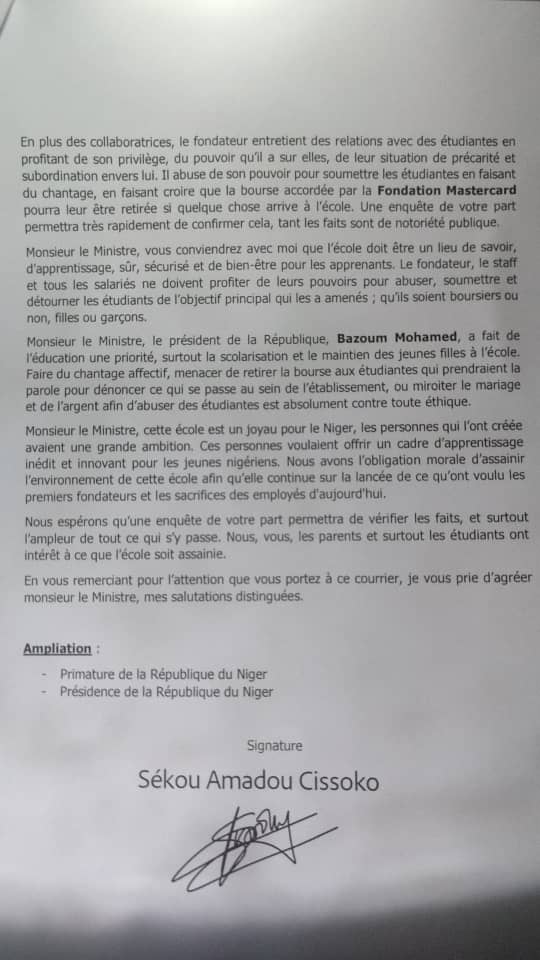 KadiatouIdani's tweet photo. #ADUGate
Le Ministère en charge de l'enseignement supérieur est saisi officiellement. Cette affaire ne peut pas juste rester comme ça. Une enquête indépendantes'impose. @mohamedbazoum @PresidenceNiger @MichaelleJeanF https://t.co/MZsySo8Vdn
