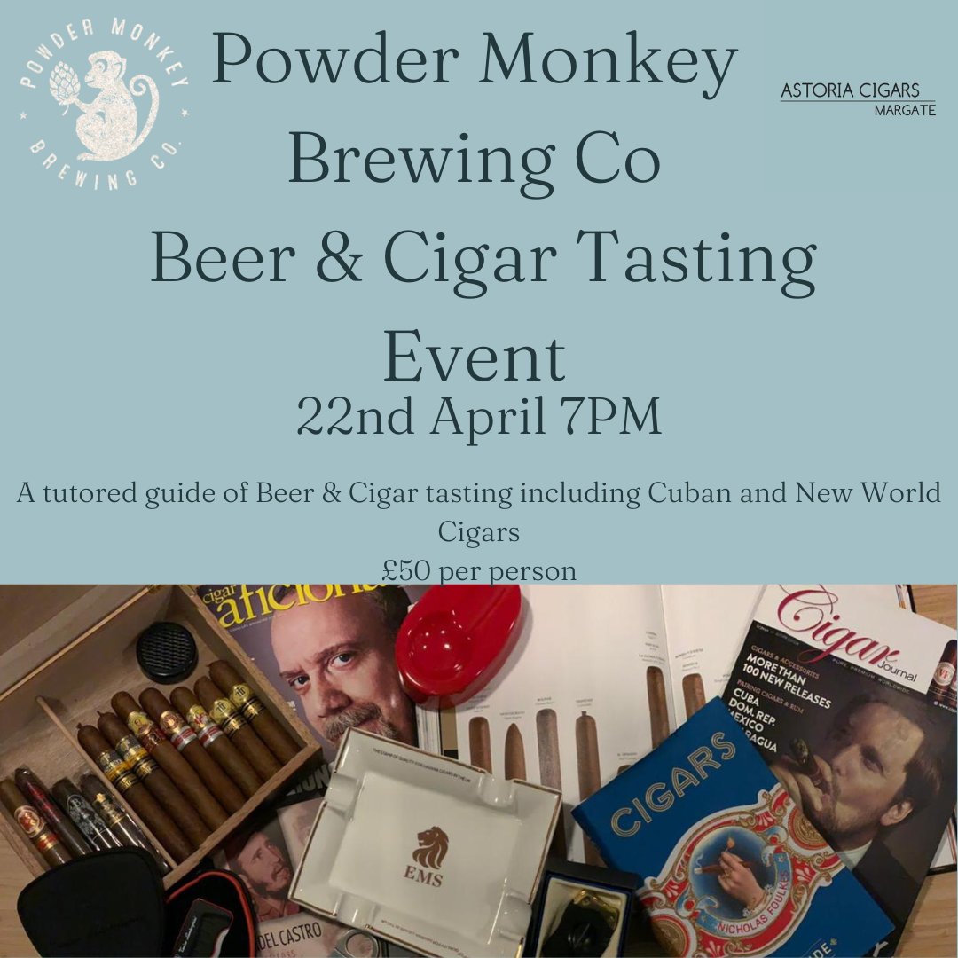 Some tickets left, join us and <a href="/AstoriaCt9/">Astoria Cigars Margate</a> at the brewery for this! 
powdermonkeybrewing.com/products/cigar…