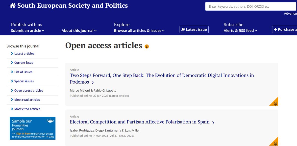 Did you know we have an open access articles' section? 

Have a look...

tandfonline.com/action/showOpe…