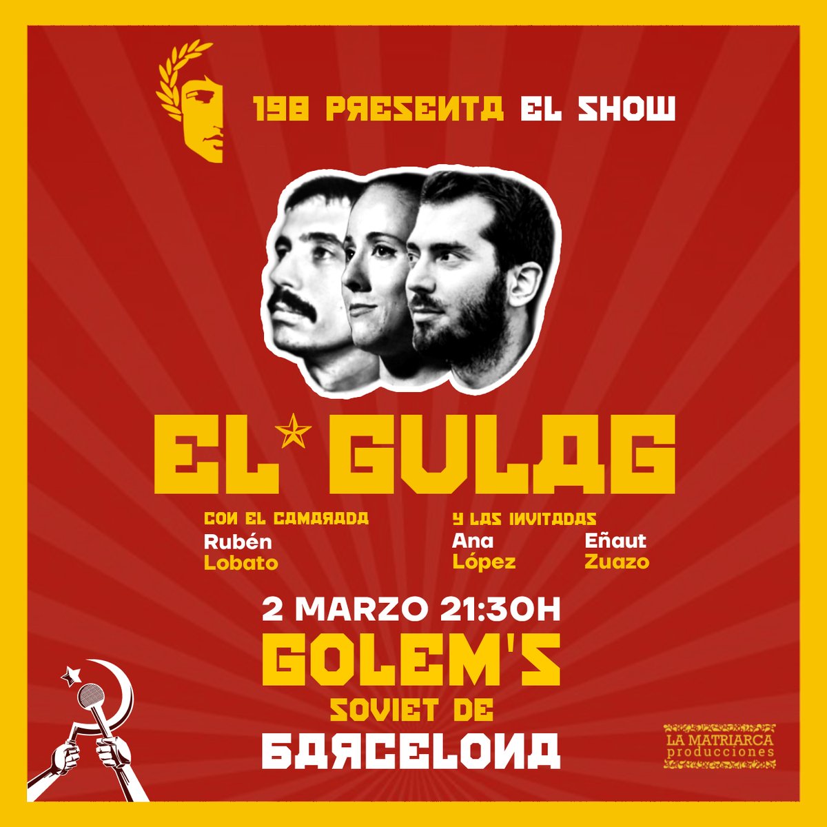 ✊BARCELONA✊

Jueves 2 de Marzo, a las 21:30, en 
<a href="/golemsteatre/">Golem’S</a> 

Es imposible haceros reír tanto como os hará reír la moción de censura de VOX con Tamames pero lo vamos a intentar...
 
Con <a href="/Ana_i_Logica/">Ana López ®</a> y @lararagustavo 

Entradas aquí: entradium.com/events/el-gula…