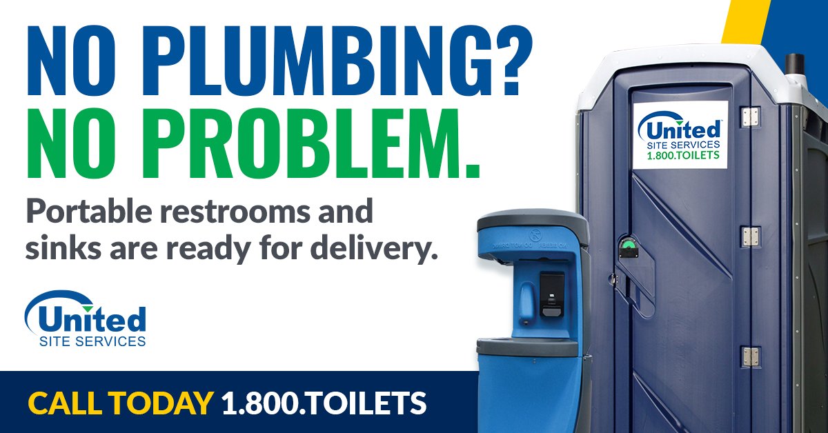 UnitedSiteServ's tweet photo. With the largest inventory of equipment and coast-to-coast coverage, we can rapidly deploy equipment to fit the needs of any problem. #EasySafeClean #portablerestrooms #portabletoilets #handsanitizer #noplumbing #noplumbingnoproblem https://t.co/ELPTmMw0eB