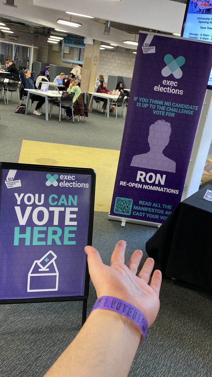Had enough of candidates asking for your vote?

Head to one of our ballot stations in the library, James France &amp; LSU to cast your vote &amp; grab an ‘I’ve voted’ wristband to show you have made your voice heard!

#lsuelections
<a href="/LoughboroughSU/">Loughborough SU</a>