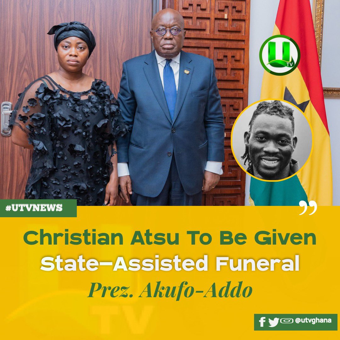 utvghana's tweet image. Prez. Akufo-Addo, has announced that the state will assist the family of the late Ghanaian football international, Christian Atsu, to give the soccer star a befitting funeral.

#UTVGhana