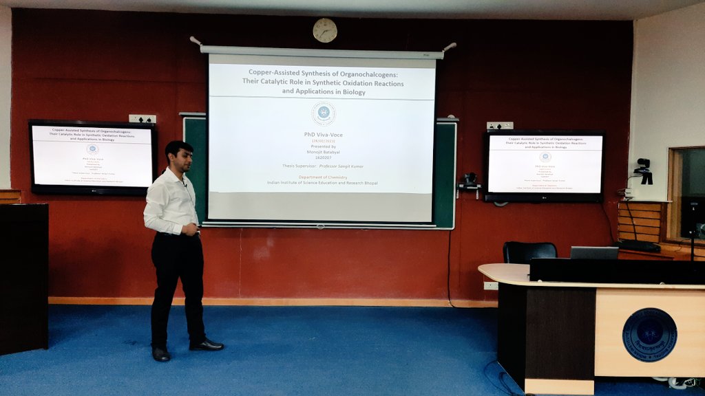 Organochalcogen Lab (@organochalcogen) on Twitter photo Congratulations to <a href="/MonojitBatabyal/">Monojit Batabyal 🇮🇳</a> for defending his PhD thesis today. Research work done during PhD tenure is indeed commendable. Organochalcogen lab wishes you the best for your future endeavours.
<a href="/chm_iiserb/">Dept of Chemistry, IISER Bhopal</a> <a href="/iiserbhopal/">IISER Bhopal</a> <a href="/SangitK35711415/">Sangit Kumar</a> Congratulations to <a href="/MonojitBatabyal/">Monojit Batabyal 🇮🇳</a> for defending his PhD thesis today. Research work done during PhD tenure is indeed commendable. Organochalcogen lab wishes you the best for your future endeavours.
<a href="/chm_iiserb/">Dept of Chemistry, IISER Bhopal</a> <a href="/iiserbhopal/">IISER Bhopal</a> <a href="/SangitK35711415/">Sangit Kumar</a>
