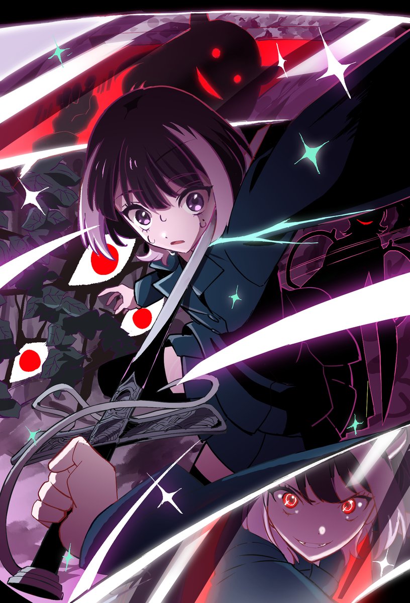 weapon sword holding sword holding holding weapon red eyes black hair  illustration images