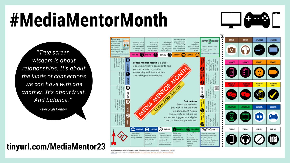 🗓 #MediaMentorMonth starts TOMORROW!

👨🏾‍💻Foster positive relationships around digital technologies by completing activities together with your child(ren).

👉🏼 More info &amp; resources available at tinyurl.com/MediaMentor23

#AppleEDUchat #GoogleEI #MIEExpert #digcit <a href="/chamada/">Clint Hamada</a> <a href="/watnunu/">Sandra Chow</a>