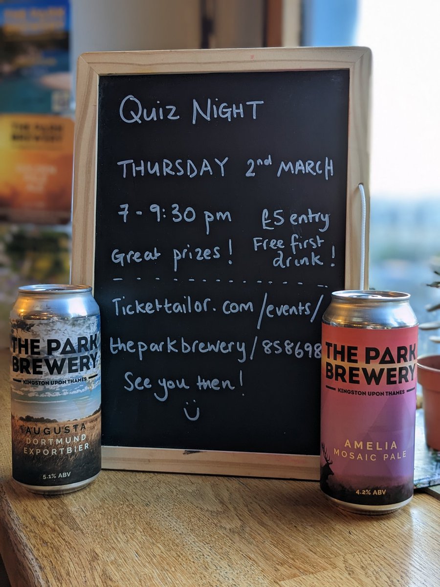 💥This THURSDAY💥 Get involved. First quiz of the year. Beer prizes! @EventsKingston @CAMRAKL @WOIKingston @FocusNorbiton @RBKgreens tickettailor.com/events/thepark…