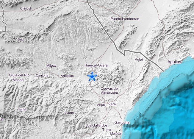 E112Andalucia's tweet photo. 🔴Registrado un terremoto de magnitud 2.8 en Huércal-Overa, #Almería a una profundidad de 7 kilómetros. Sin constancia de daños ni avisos a 1⃣1⃣2⃣. 

⌚️11:55 horas. 
📸@IGNSpain https://t.co/OmShcaqfVc