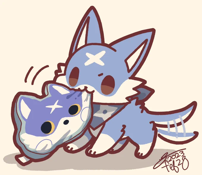#今日のもんすたーアベイルさんのコラボクッションめちゃくちゃもちふわでイイヨ 