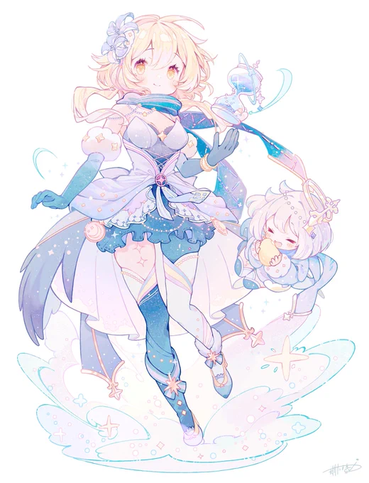 原神イラコンにて、衣装デザイン部門で私が描いた蛍ちゃん&パイモンちゃん特別賞頂けました!!ヤッター!!嬉しいありがとうございます〜  