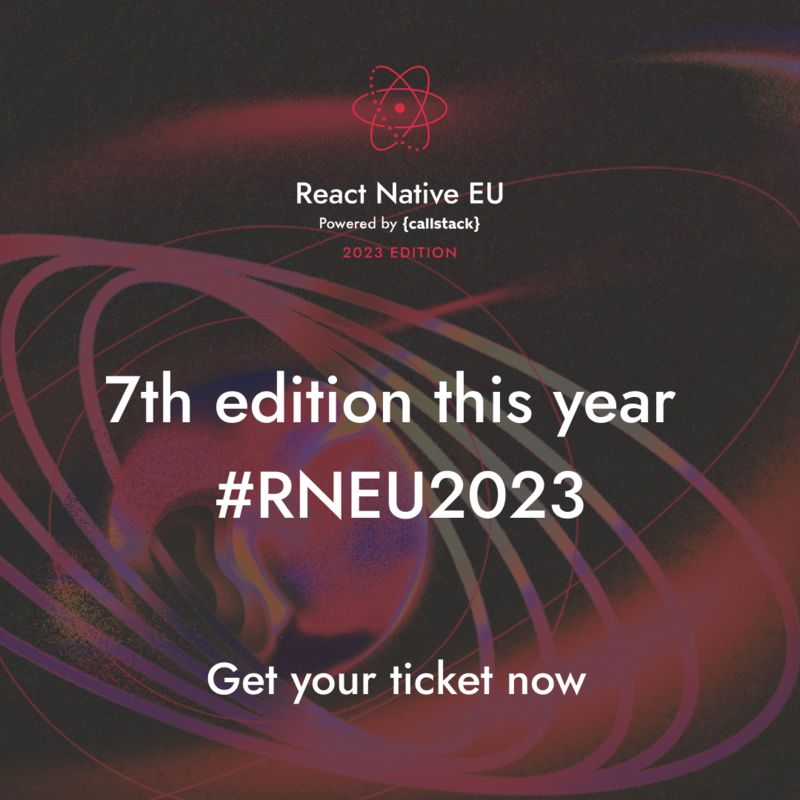reactuniverse_'s tweet photo. The #ReactNativeEU #conference is powered by @callstackio 🔥 This year, we bring the #ReactNative community together for the 7th time 🚀 Trust our experience and join us on Sept 7-8, in Wrocław, Poland.

⏳ Today is the last day with the best price ⏳

#RNEU2023 #RNEUvibe