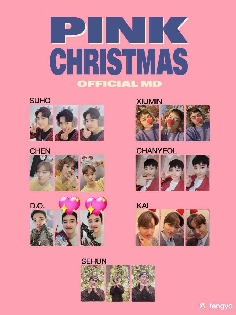 do_chazuke's tweet photo. EXO PINK CHRISTMAS ピンククリスマストレカ 交換
譲: チャニョル セフン

求: D.O. ディオ ギョンス (💖のもの)

郵送での交換希望です。
条件の合う方がいらっしゃいましたらお気軽にお声かけください🙇🏻‍♀️ https://t.co/K5RdnMJwte