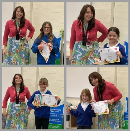TheHuntspills's tweet photo. To continue with our 'Reading for Pleasure' week, our winners of the 'Design a Poster' competition were awarded their certificates & prizes from @SomersetLib 📖🏅
Well done to all who entered the competition & congratulations to our winners.
@WorldBookDayUK #lovetoread https://t.co/BJTlUUJSae