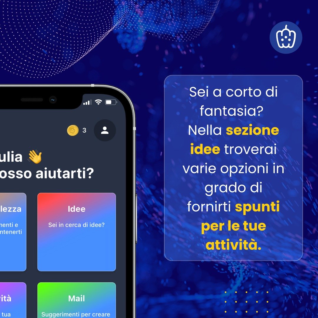 FmWorld_Italy's tweet photo. Sei a corto di idee e cerchi l’ispirazione? 
Lasciati guidare da Peperoni AI.
#Brainstorming e #problemsolving, sono alcuni dei topic utili.
Per scoprirli ed utilizzarli tutti scarica l’app di Peperoni AI!
#intelligenzartificiale #AI #IA #machinelearning #deeplearning https://t.co/Vg3Ia7tVwi
