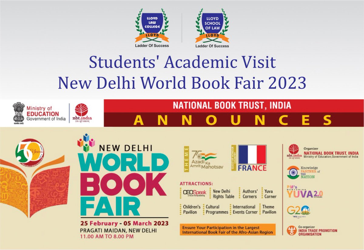 we are committed to provide education that is not confined to the classrooms. We gladly announce the Student's Academic Visit to NEW DELHI WORLD BOOK FAIR 2023 from 25th February to 05th March. Such visits help the students in their academic development.
#academicdevelopment