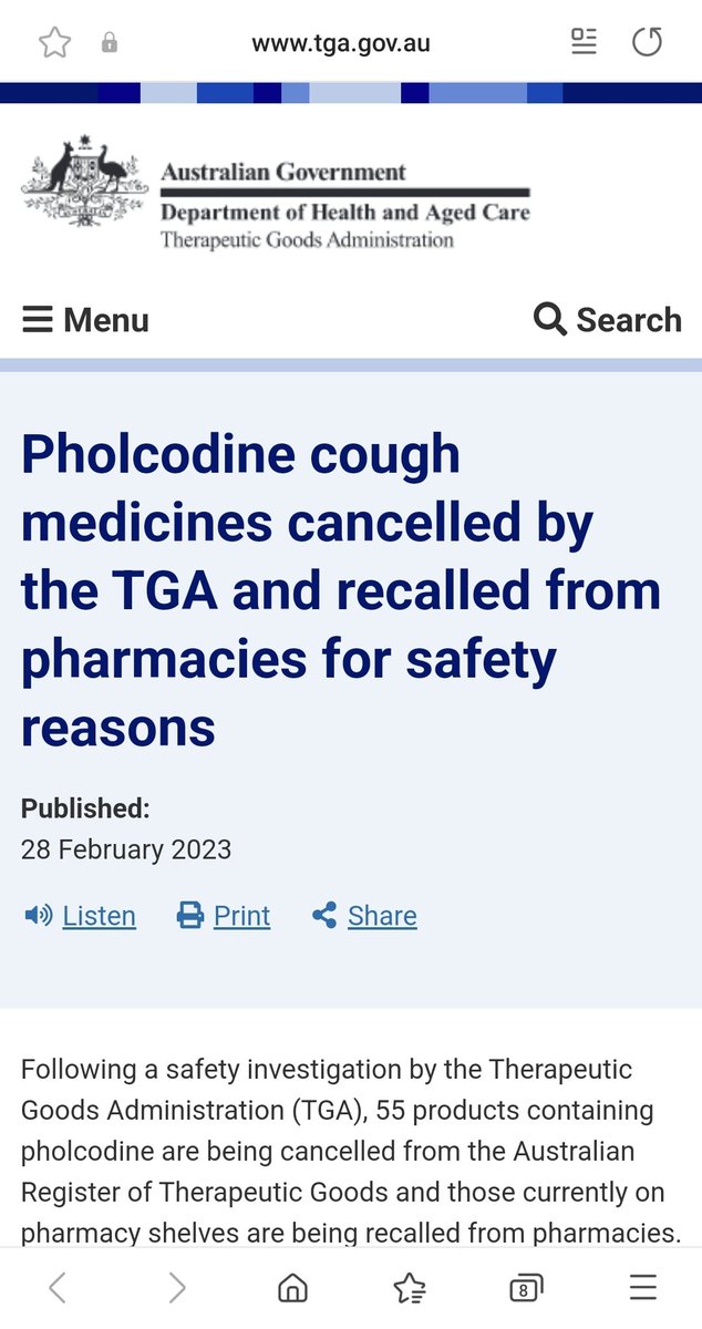 Great news from <a href="/TGAgovau/">TGA Australia</a> for decreasing anaesthesia anaphylaxis risk in Australia. Pholcodeine is being withdrawn! Thanks to the advocacy from <a href="/ANZCA/">ANZCA</a>, ANZAAG.com and many others. It's taken a while to break through...! See tinyurl.com/4x5bf659