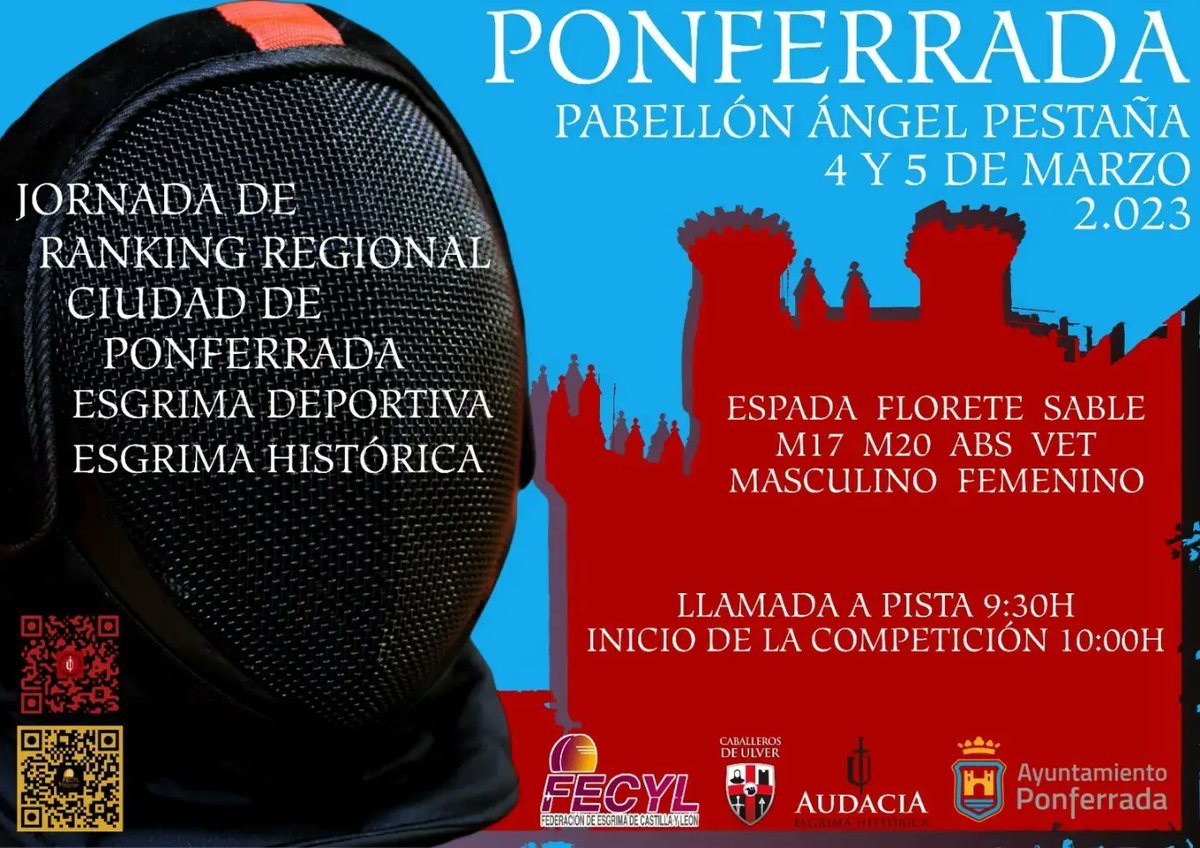esgrimacyl's tweet photo. Este fin de semana se celebra en el pabellón Ángel Pestaña de Ponferrada la VII Jornada de Ranking Regional de Castilla y León.
¡Una buena manera de quitarnos el frío!
#fecyl #cylesdeporte #Deportes #fencing #trr #fecyl #ponferrada #angelpestaña #pabellonangelpestaña https://t.co/toXrXd4cHz