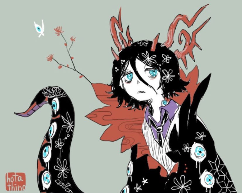 昨日載せた眼龍さん、最近描いていなかったので初めて見たフォロワーさんもいらっしゃったようなので…
元々白い龍だったんですけど色んなものが見てみたくて身体中に千里眼の目をつけたら知らなくてよいことまで知ってしまい、赤黒い引きこもり(&目にくる花粉症持ち)の龍になってしまった子です。