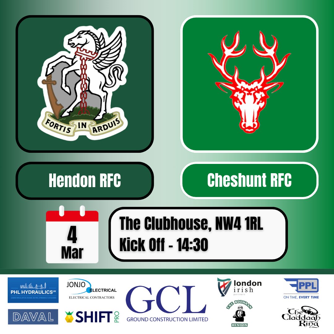 HendonRFC's tweet image. This week at Hendon RFC:

📆Weds 01/03 @ 19.00: Mens Training
📍StoneX Stadium, NW4 1RL

----------------------

📆Sat 04/03 @ 14.30: 1st XV vs Cheshunt RFC
📍The Clubhouse, NW4 1RL

#WeAreHendon #FortisInArduis #hendonrugby #rugby #rugbyunion #rugbygram #rugby4life #rugbyfamily